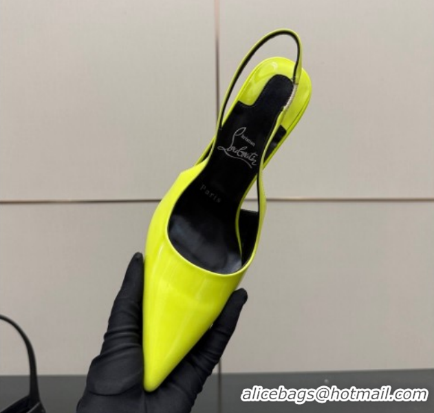 Pretty Style Christian Louboutin Patent Leather Slingbacks Pump CL120903 Neon Green 2026