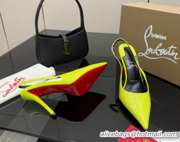 Pretty Style Christian Louboutin Patent Leather Slingbacks Pump CL120903 Neon Green 2026