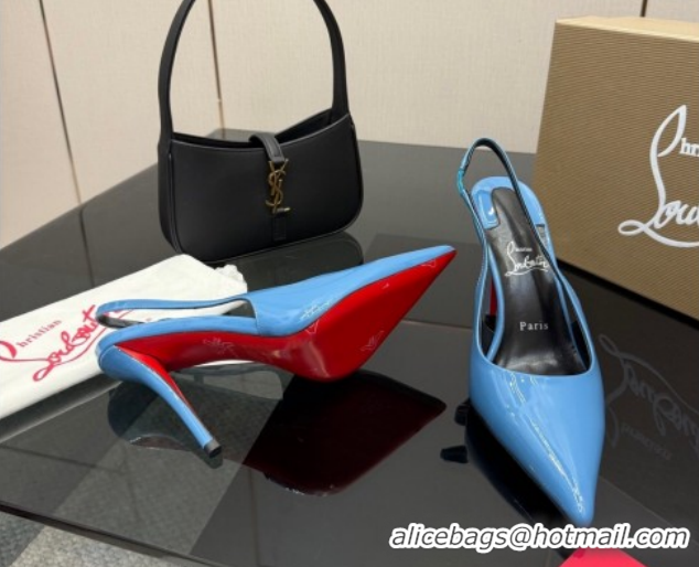 Popular Style Christian Louboutin Patent Leather Slingbacks Pump CL120903 Blue 2026