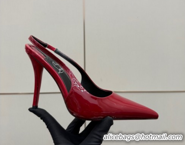 Grade Quality Christian Louboutin Patent Leather Slingbacks Pump CL120903 Red 2026