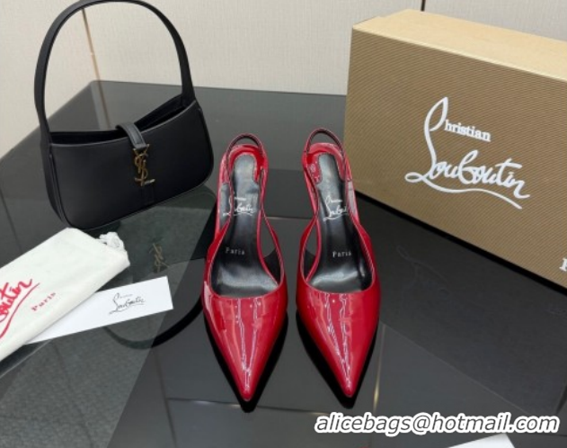 Grade Quality Christian Louboutin Patent Leather Slingbacks Pump CL120903 Red 2026