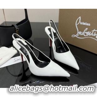 Durable Christian Louboutin Patent Leather Slingbacks Pump CL120903 White 2026