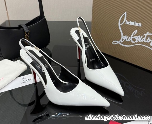 Durable Christian Louboutin Patent Leather Slingbacks Pump CL120903 White 2026