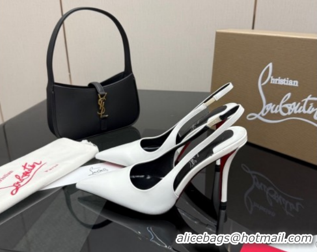 Durable Christian Louboutin Patent Leather Slingbacks Pump CL120903 White 2026