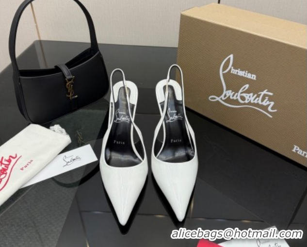Durable Christian Louboutin Patent Leather Slingbacks Pump CL120903 White 2026