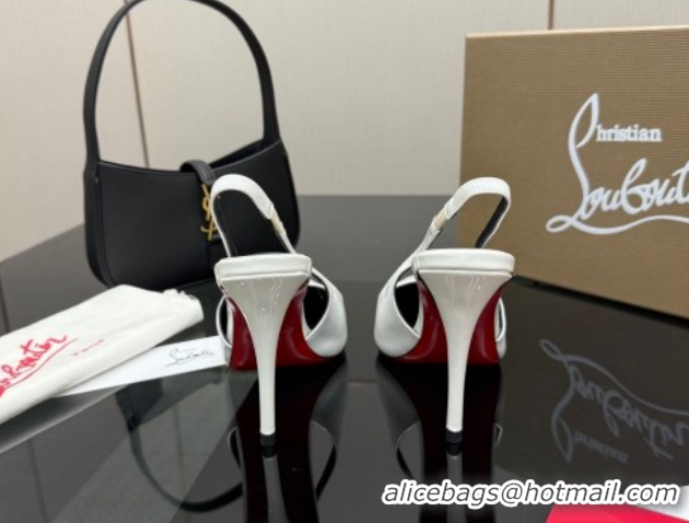 Durable Christian Louboutin Patent Leather Slingbacks Pump CL120903 White 2026