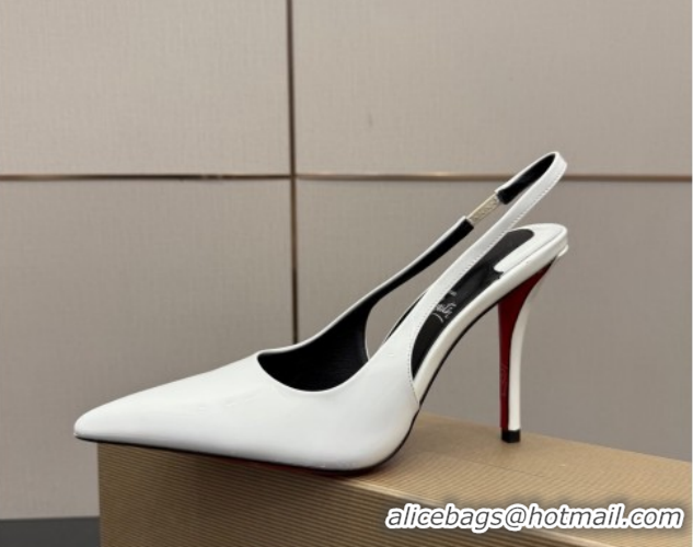 Durable Christian Louboutin Patent Leather Slingbacks Pump CL120903 White 2026