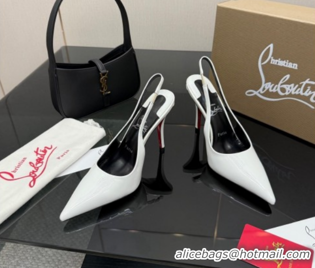 Durable Christian Louboutin Patent Leather Slingbacks Pump CL120903 White 2026