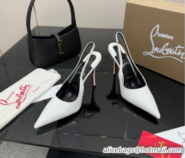 Durable Christian Louboutin Patent Leather Slingbacks Pump CL120903 White 2026
