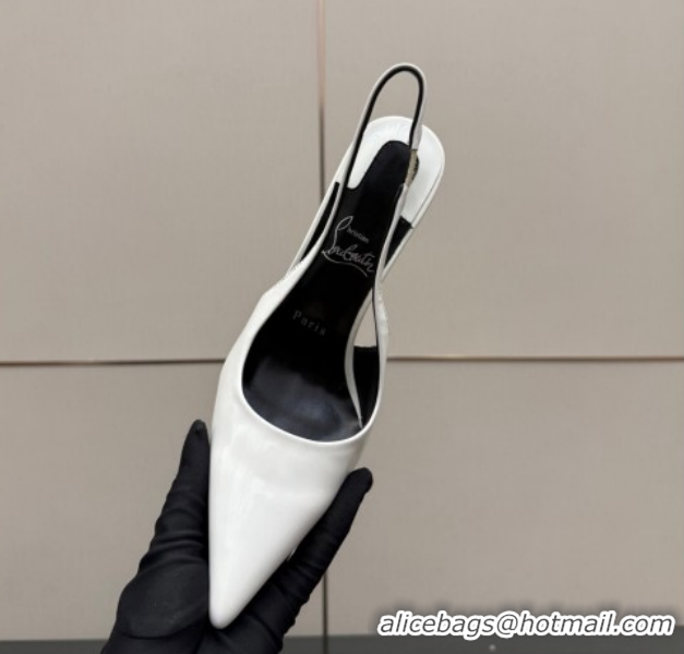 Durable Christian Louboutin Patent Leather Slingbacks Pump CL120903 White 2026