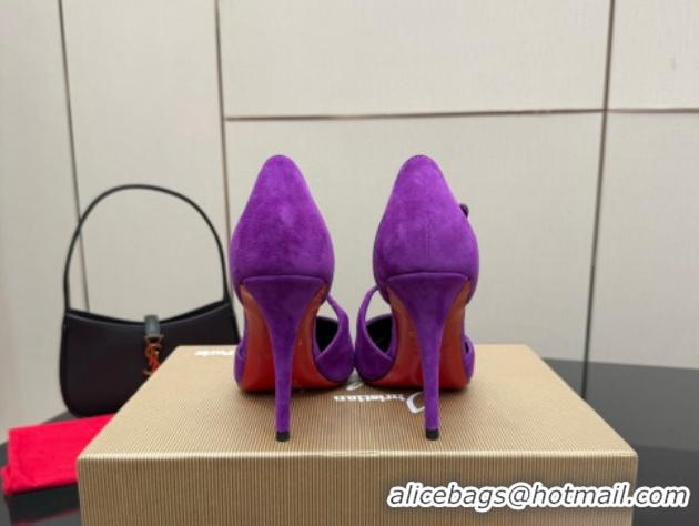 Purchase Christian Louboutin Miss Ziggyta Heel Pumps 10cm with Strap in Suede Purple 1209128 2026