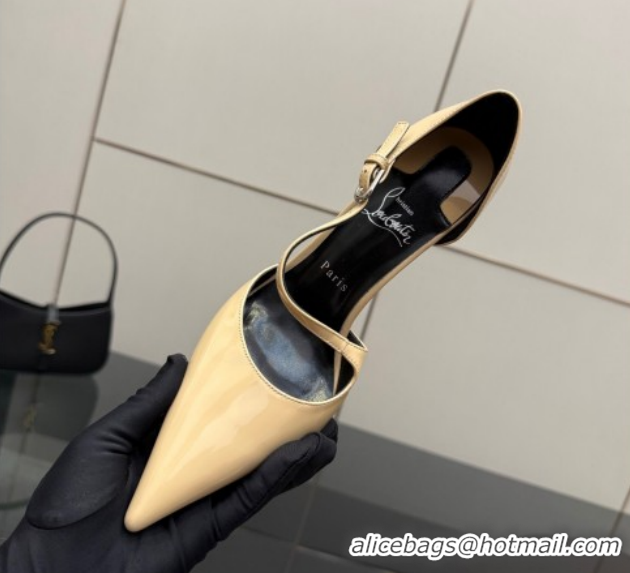 Classic Hot Christian Louboutin Miss Ziggyta Heel Pumps 10cm with Strap in Patent Leather Nude 1209130 2026