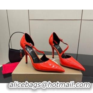 Discount Christian Louboutin Miss Ziggyta Heel Pumps 10cm with Strap in Patent Leather Red 1209131 2026