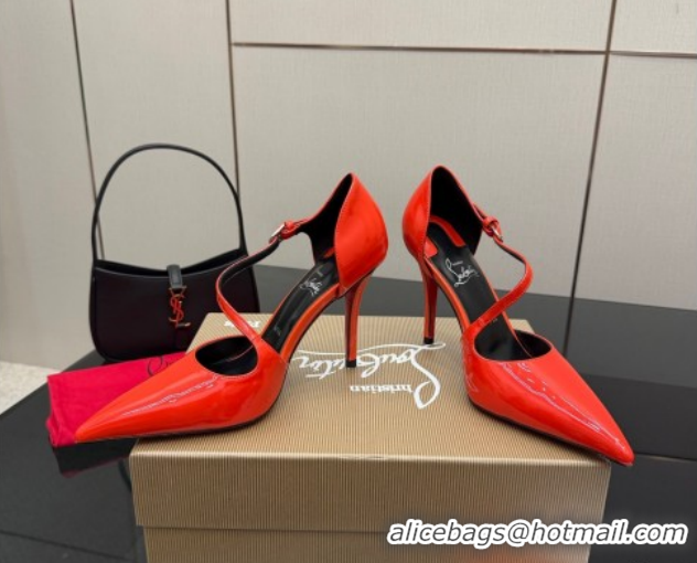 Discount Christian Louboutin Miss Ziggyta Heel Pumps 10cm with Strap in Patent Leather Red 1209131 2026