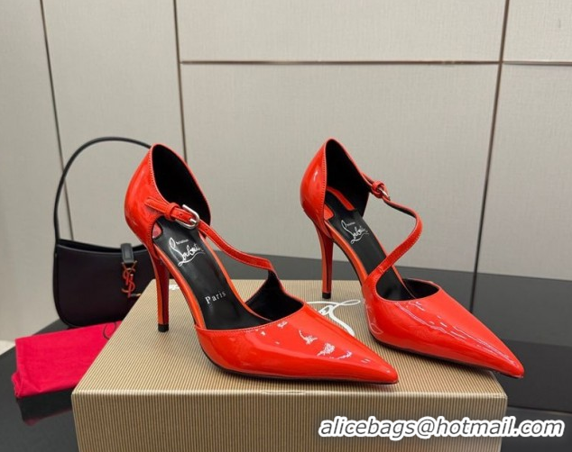 Discount Christian Louboutin Miss Ziggyta Heel Pumps 10cm with Strap in Patent Leather Red 1209131 2026