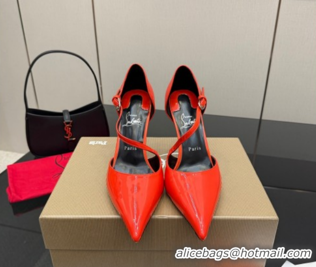 Discount Christian Louboutin Miss Ziggyta Heel Pumps 10cm with Strap in Patent Leather Red 1209131 2026