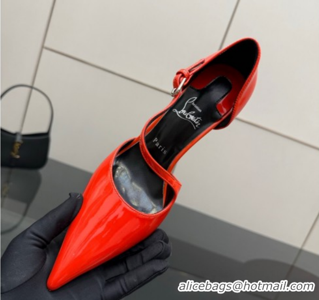 Discount Christian Louboutin Miss Ziggyta Heel Pumps 10cm with Strap in Patent Leather Red 1209131 2026