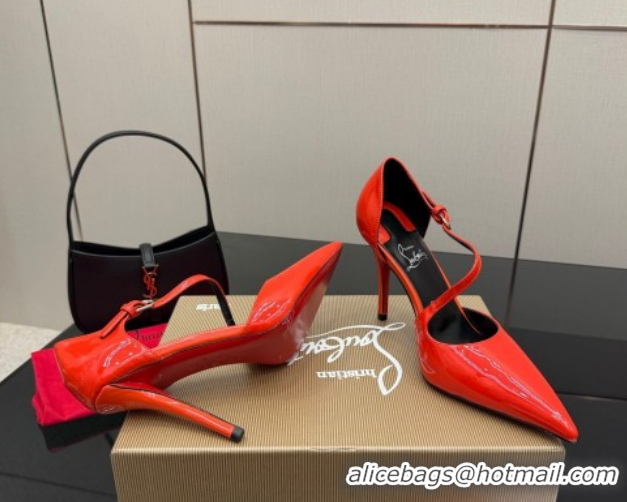 Discount Christian Louboutin Miss Ziggyta Heel Pumps 10cm with Strap in Patent Leather Red 1209131 2026
