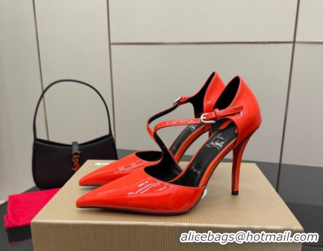 Discount Christian Louboutin Miss Ziggyta Heel Pumps 10cm with Strap in Patent Leather Red 1209131 2026