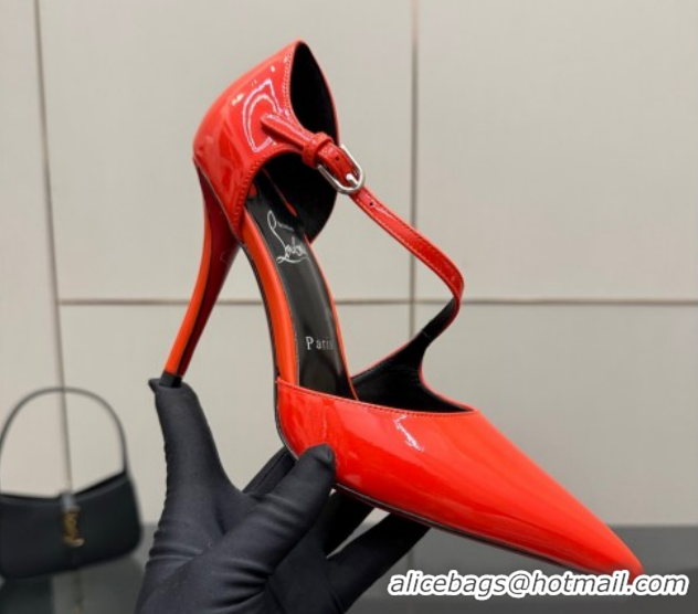 Discount Christian Louboutin Miss Ziggyta Heel Pumps 10cm with Strap in Patent Leather Red 1209131 2026