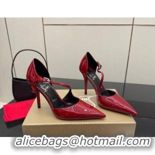 Top Design Christian Louboutin Miss Ziggyta Heel Pumps 10cm with Strap in Patent Leather Dark Burgundy 1209132 2026