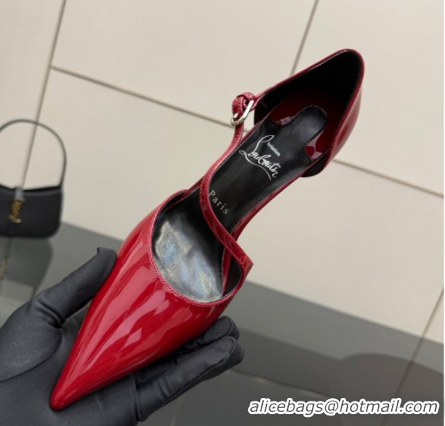 Top Design Christian Louboutin Miss Ziggyta Heel Pumps 10cm with Strap in Patent Leather Dark Burgundy 1209132 2026