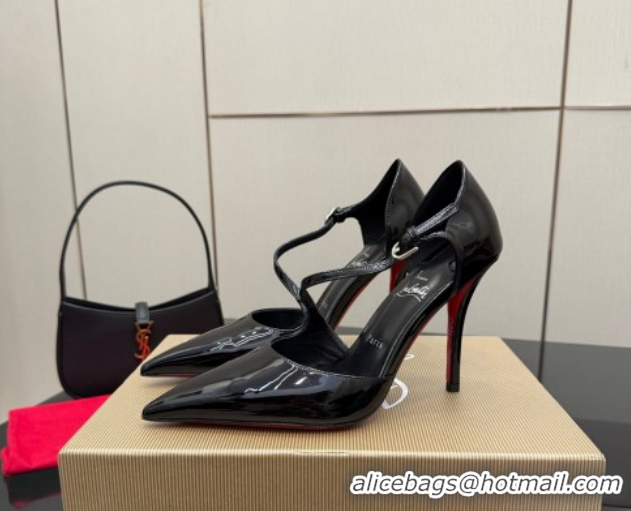 Buy Fashionable Christian Louboutin Miss Ziggyta Heel Pumps 10cm with Strap in Patent Leather Black 1209133 2026