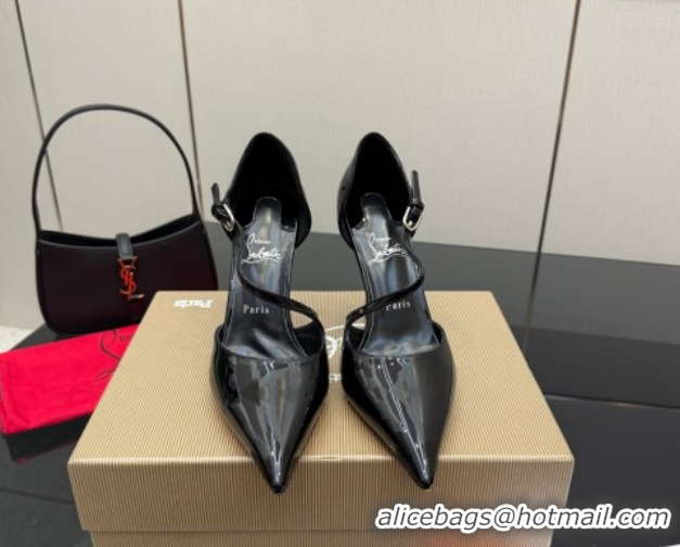 Buy Fashionable Christian Louboutin Miss Ziggyta Heel Pumps 10cm with Strap in Patent Leather Black 1209133 2026