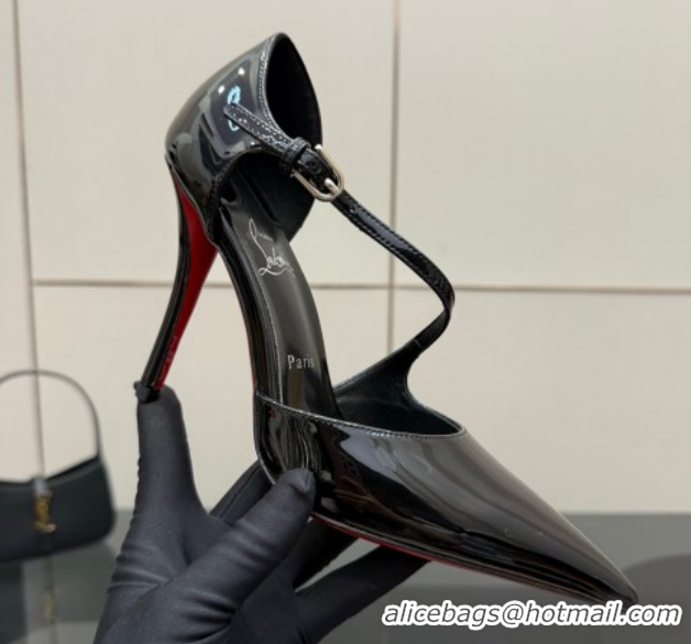Buy Fashionable Christian Louboutin Miss Ziggyta Heel Pumps 10cm with Strap in Patent Leather Black 1209133 2026