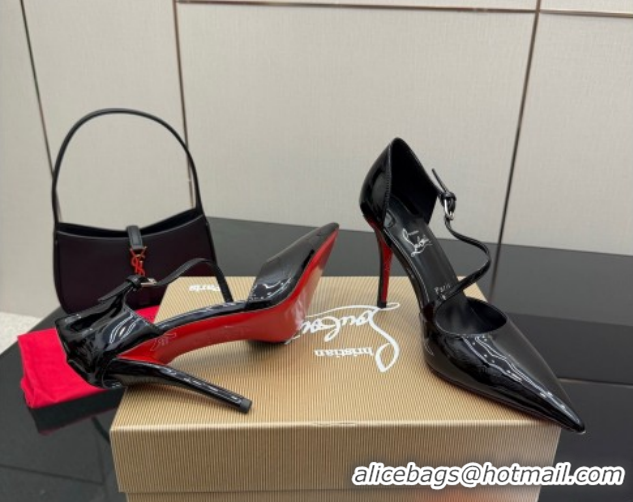Buy Fashionable Christian Louboutin Miss Ziggyta Heel Pumps 10cm with Strap in Patent Leather Black 1209133 2026