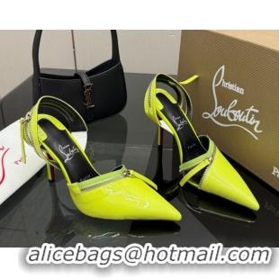 Top Design Christian Louboutin Zip Heel Sandals 10.5cm in Patent Leather Neon Green CL120901 2026