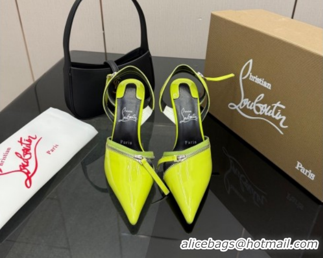 Top Design Christian Louboutin Zip Heel Sandals 10.5cm in Patent Leather Neon Green CL120901 2026