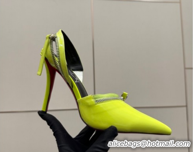 Top Design Christian Louboutin Zip Heel Sandals 10.5cm in Patent Leather Neon Green CL120901 2026