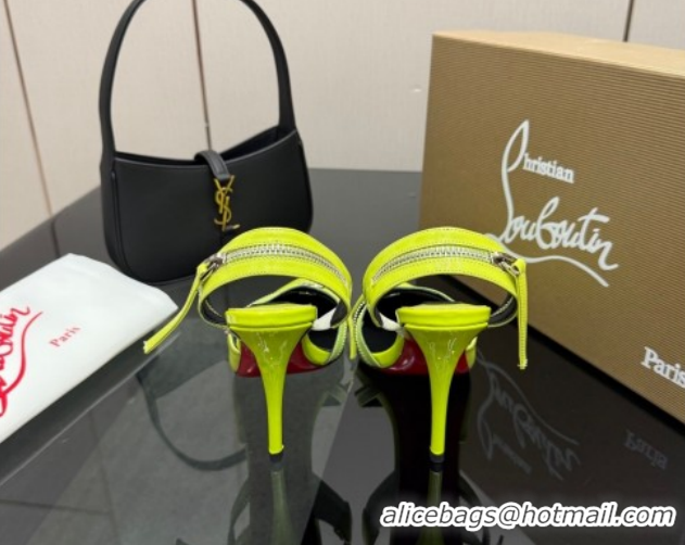 Top Design Christian Louboutin Zip Heel Sandals 10.5cm in Patent Leather Neon Green CL120901 2026