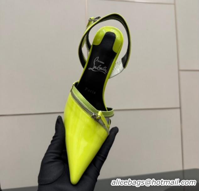Top Design Christian Louboutin Zip Heel Sandals 10.5cm in Patent Leather Neon Green CL120901 2026