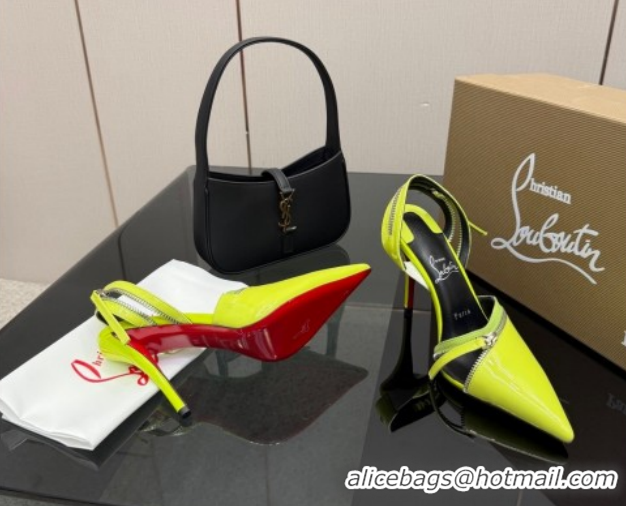 Top Design Christian Louboutin Zip Heel Sandals 10.5cm in Patent Leather Neon Green CL120901 2026