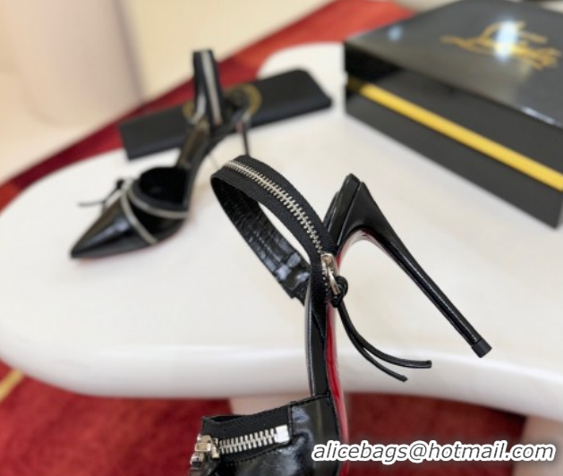 Luxury Cheap Christian Louboutin Zip Heel Sandals 10.5cm in Patent Leather CL120901 Black 2026