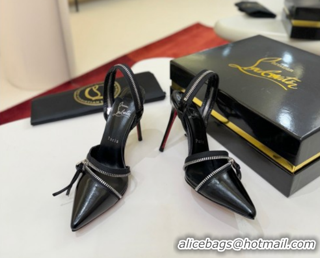 Luxury Cheap Christian Louboutin Zip Heel Sandals 10.5cm in Patent Leather CL120901 Black 2026