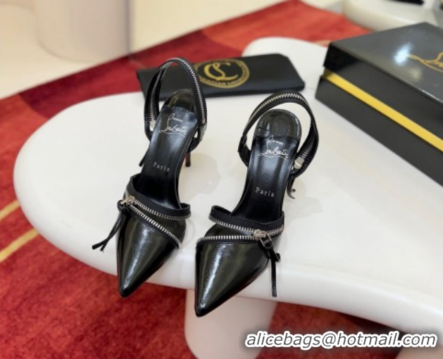 Luxury Cheap Christian Louboutin Zip Heel Sandals 10.5cm in Patent Leather CL120901 Black 2026