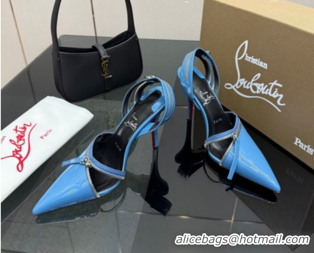 Cheap Christian Louboutin Zip Heel Sandals 10.5cm in Patent Leather CL120901 Blue 2026