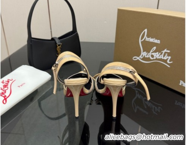 Big Discount Christian Louboutin Zip Heel Sandals 10.5cm in Patent Leather CL120901 Nude 2026