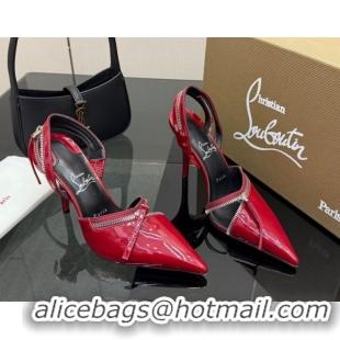 Cheap Price Christian Louboutin Zip Heel Sandals 10.5cm in Patent Leather CL120901 Red 2026