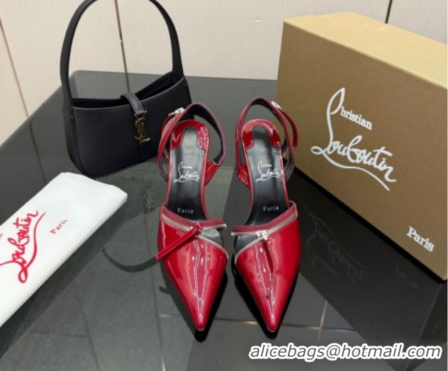 Cheap Price Christian Louboutin Zip Heel Sandals 10.5cm in Patent Leather CL120901 Red 2026