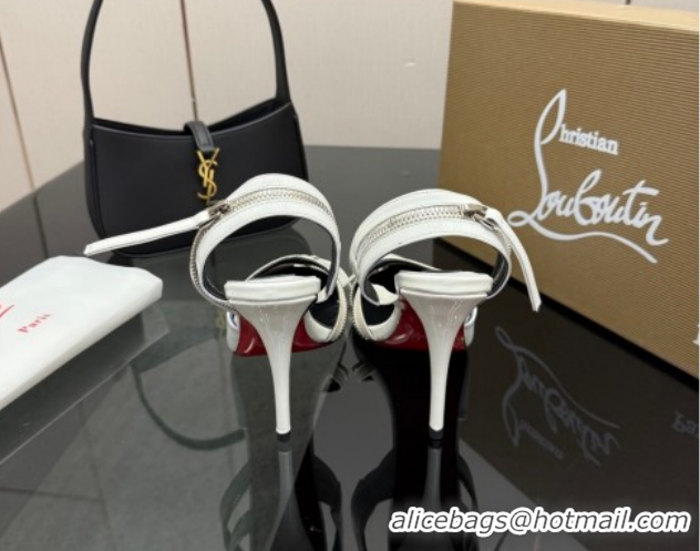 Buy Ladies Christian Louboutin Zip Heel Sandals 10.5cm in Patent Leather CL120901 White 2026