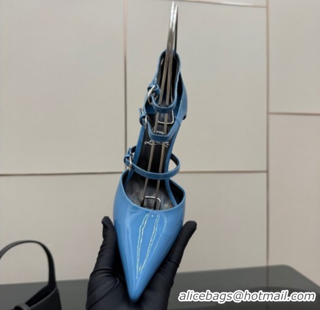 Best Price Christian Louboutin Patent Leather Pumps with Trible Straps CL120902 Blue 2026