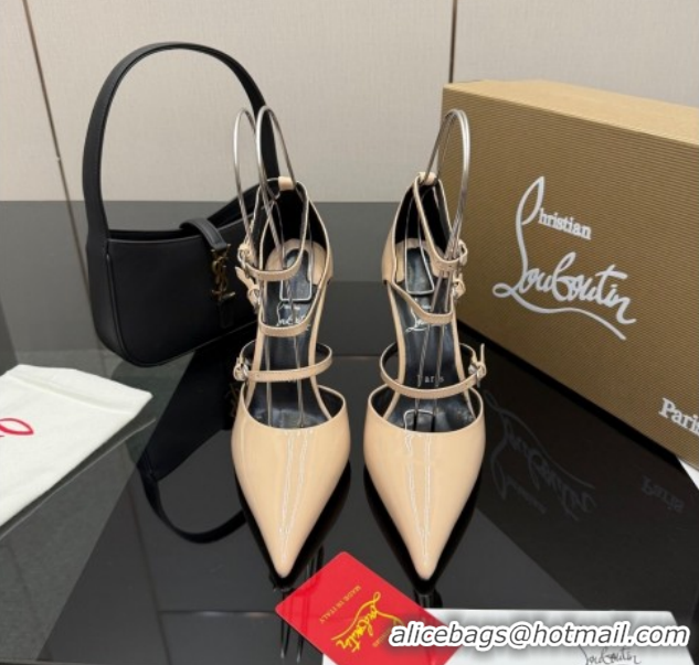Best Product Christian Louboutin Patent Leather Pumps with Trible Straps CL120902 Nude 2026