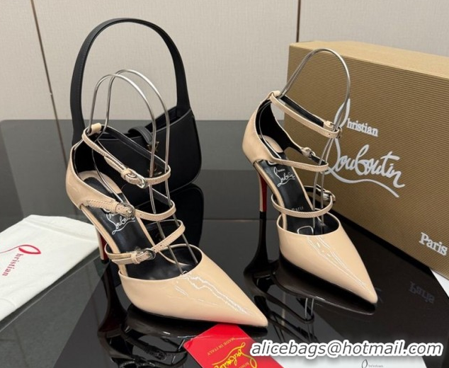 Best Product Christian Louboutin Patent Leather Pumps with Trible Straps CL120902 Nude 2026