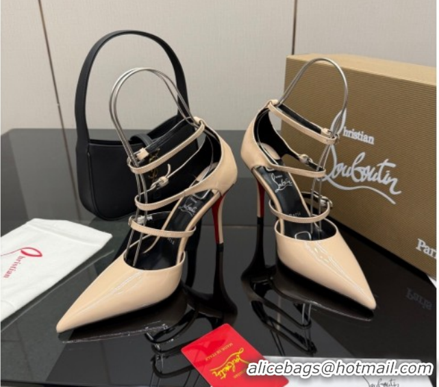 Best Product Christian Louboutin Patent Leather Pumps with Trible Straps CL120902 Nude 2026