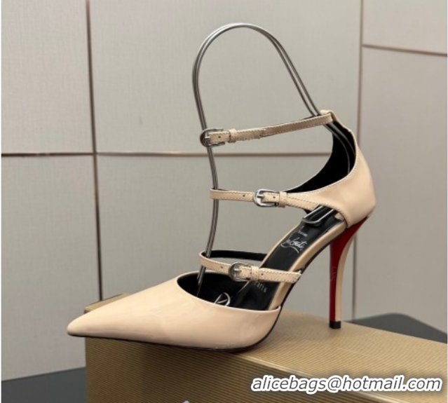 Best Product Christian Louboutin Patent Leather Pumps with Trible Straps CL120902 Nude 2026