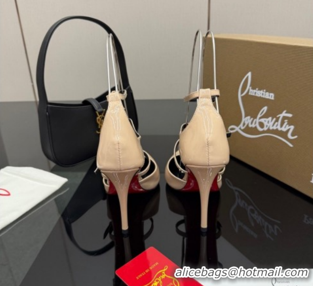 Best Product Christian Louboutin Patent Leather Pumps with Trible Straps CL120902 Nude 2026